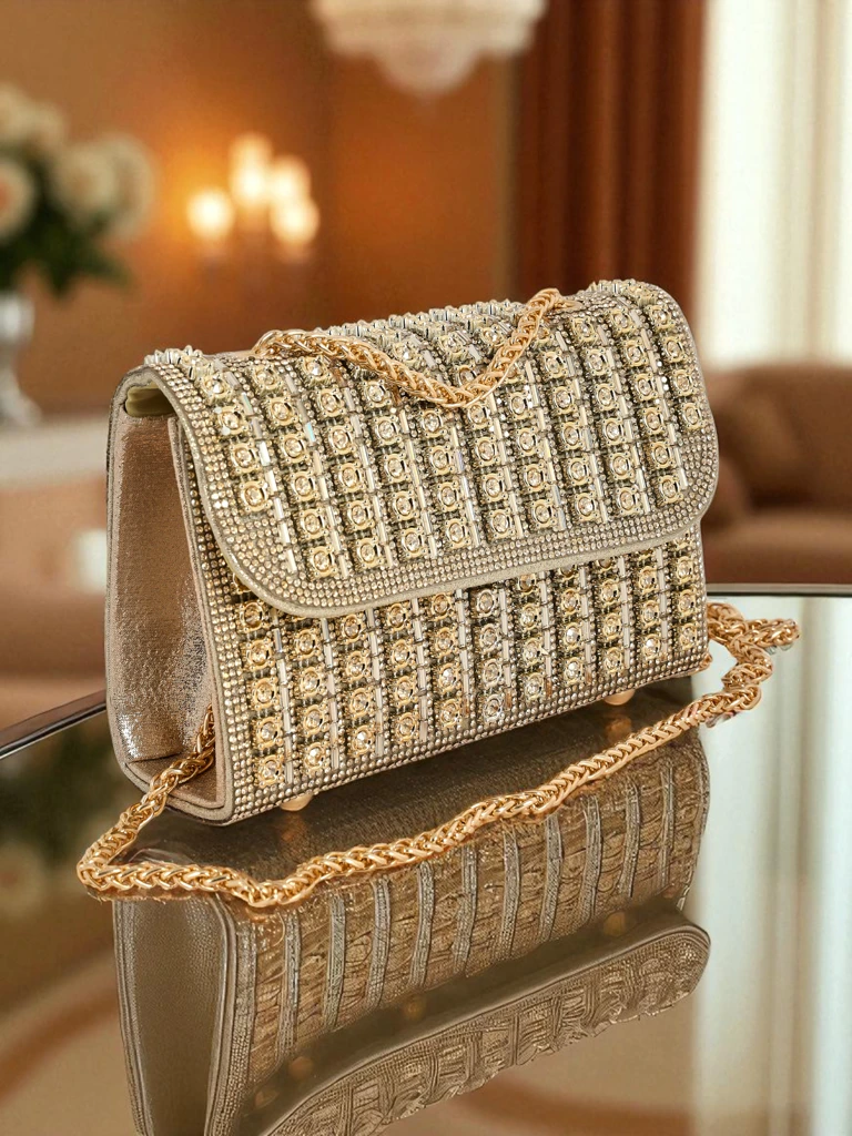 Royalfashion Kopertowa torebka damska ze cyrkoniami Elira Dusk