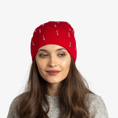 Ladies' red hat with cubic zirconia - Accessories