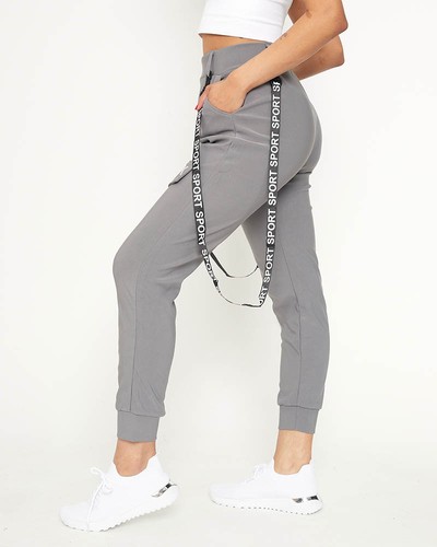 Gray women's cargo trousers with suspenders - Clothing