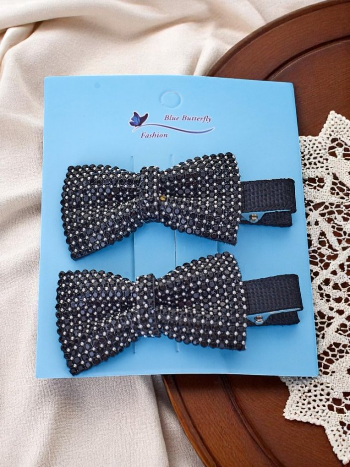 Royalfashion Set of 2 hair clips with bows and rhinestones Isadora