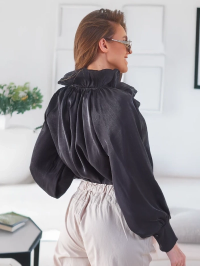 Royalfashion Блестящая женская рубашка с декоративным воротником