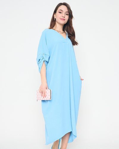 Light blue women's oversize midi dress - Clothing
