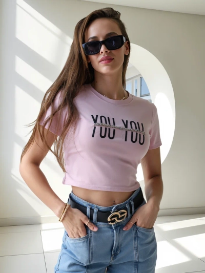 Royalfashion Women's cotton crop top with the inscription