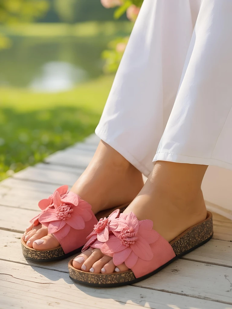 Royalfashion Women's sandals with flowers Foules