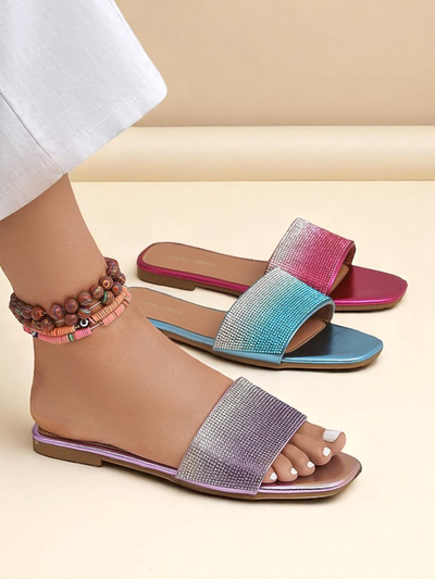 Royalfashion Women's Flip-Flops with Zircons ShinyGlow