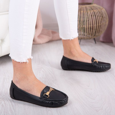 Black moccasins with metal Abu-Dabi decoration - Footwear