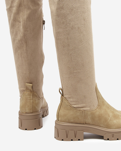 Women's over-the-knee boots in khaki color Liki - Footwear