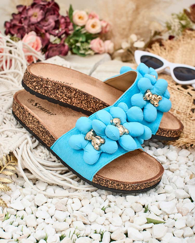 Royalfashion Sieviešu čības ar zelta lācīšiem un ziediem Isaralle