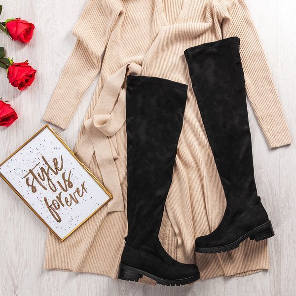 Black Tyffaea thigh high boots over knee boots - Footwear 1