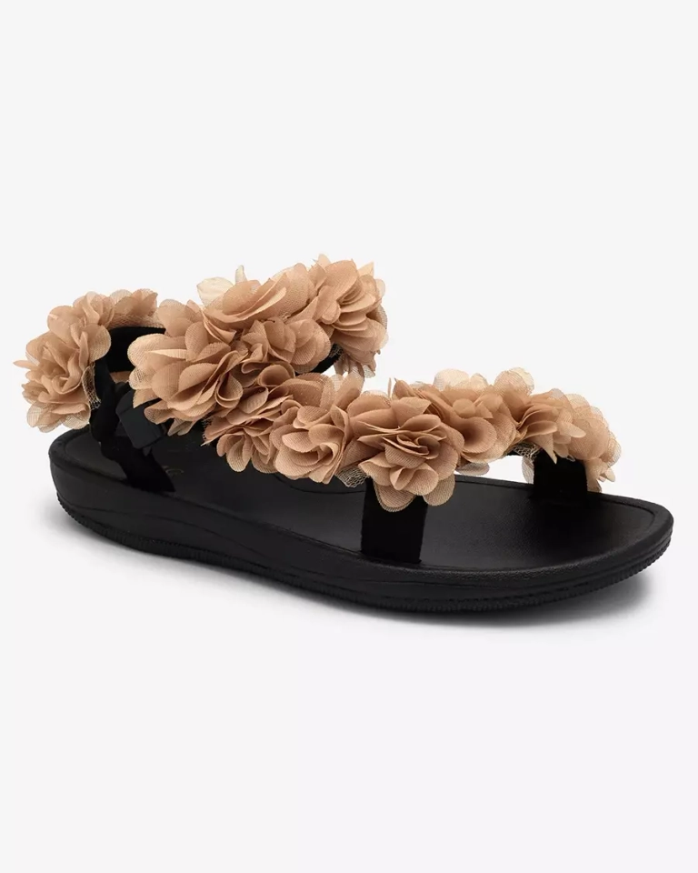 Royalfashion Beige women's sandals with flowers Alferroy