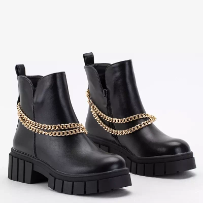 OUTLET Black women's boots with a chain Molsi - Footwear