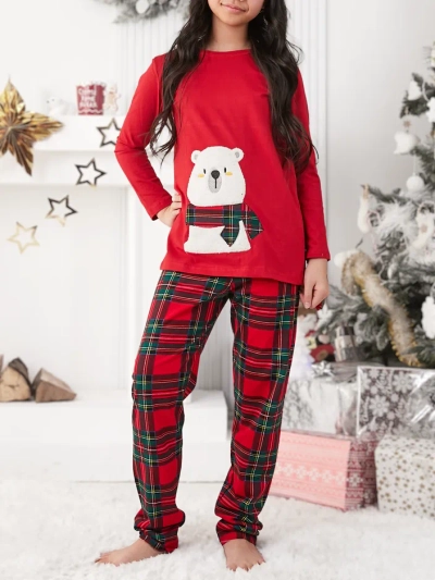 Royalfashion Ziemassvētku kokvilnas bērnu pidžamas ar druku