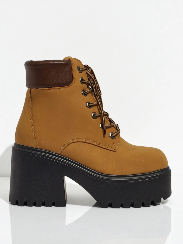 Women's Eco Suede Ankle Boots with Block Heel and Platform Tavlissa