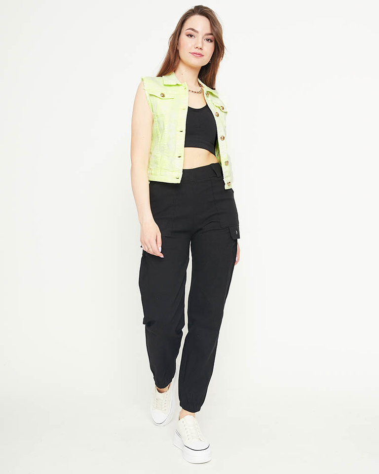 Желтый женский джинсовый жилет