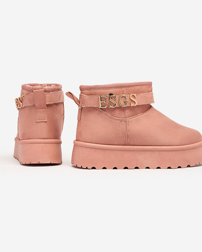 Royalfashion Gaiši brūni sieviešu apavi a'la sniega zābaki ar ornamentu Parisela