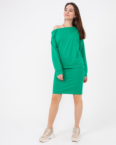 Green ladies' blouse and skirt set - Clothing