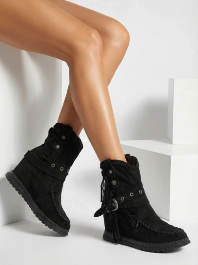 Royalfashion Black women's boots with hidden anchor Dibisa
