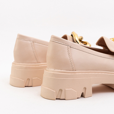 OUTLET Beige shoes with a golden ornament Lygia - Footwear