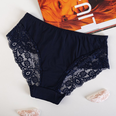 Темно-синие женские трусы с кружевом PLUS SIZE