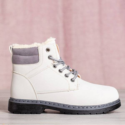 OUTLET Light gray Ressalie boots with fur - Footwear