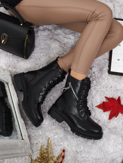 Venus Women's Ankle Boots Black Leather Elegant for Autumn