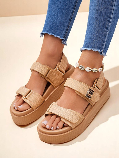 Royalfashion Beige Lavinia women's platform sandals – comfortable summer