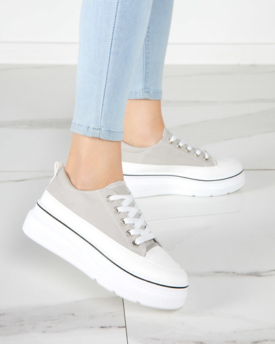 OUTLET Light gray women's sneakers on the Veritar platform - Footwear
