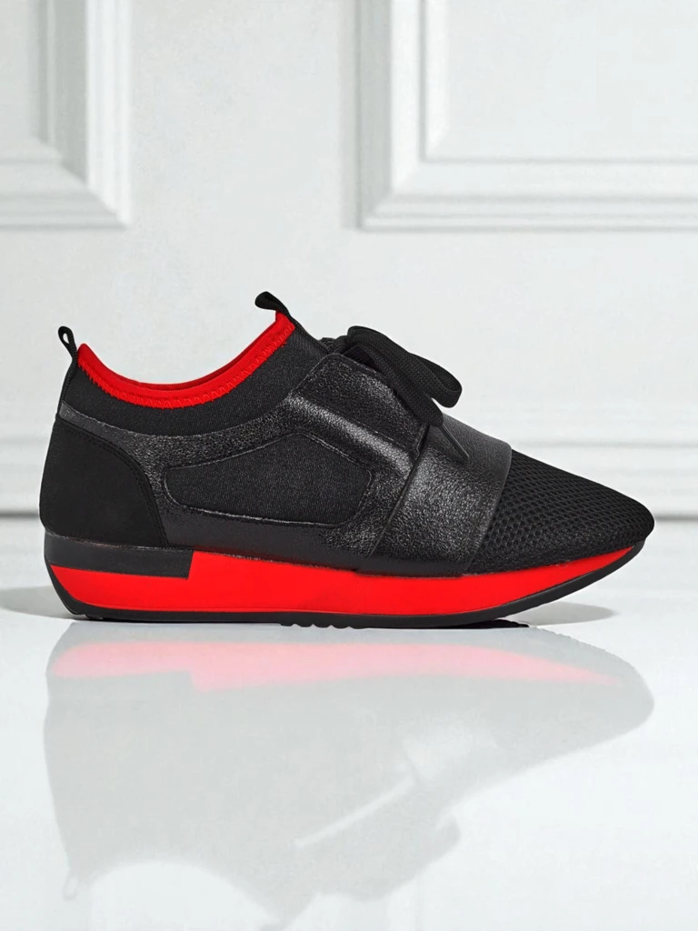 Women's Artemida Nero sneakers made of fabric and eco-leather with a red accent