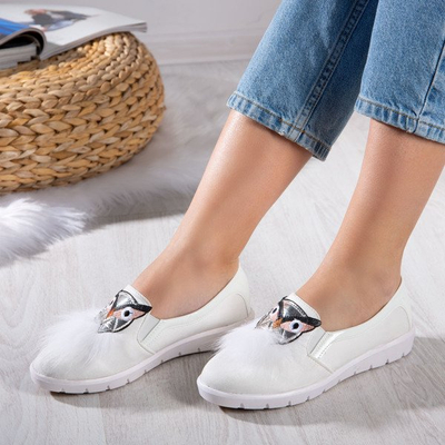 White slip on with decorative owl Howlet - Footwear 1