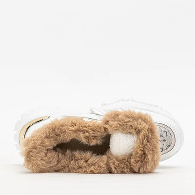 White women's sports sneakers with fur Mestiaho - Buty