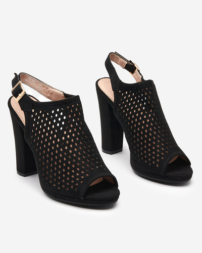Black women's openwork sandals on a post Melliani - Footwear