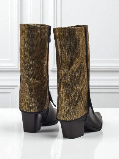 Женские ботильоны из экокожи на каблуке-столбике с декоративным верхом Virelia