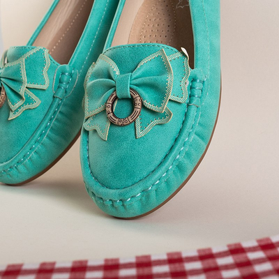 Women's turquoise moccasins with bow Emari - Footwear