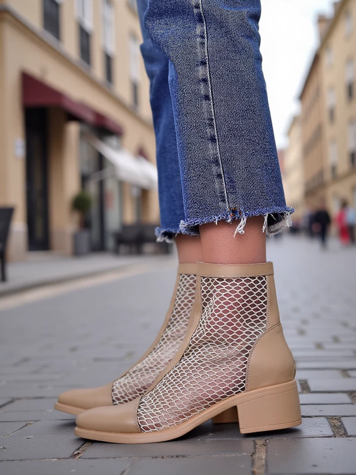 Royalfashion Sieviešu caurlaidīgas potīšu kurpes uz zema papēža Rowices