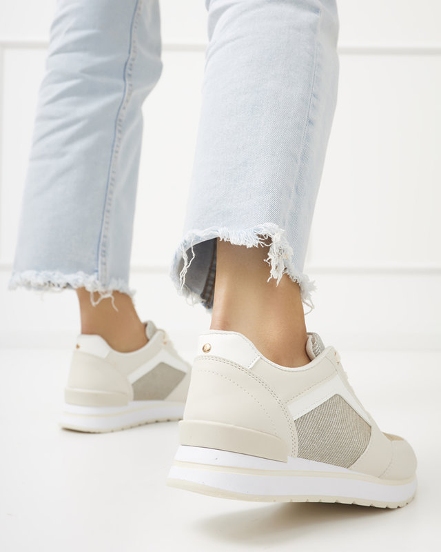 OUTLET Beige women's sports sneakers with glitter Berilan - Footwear