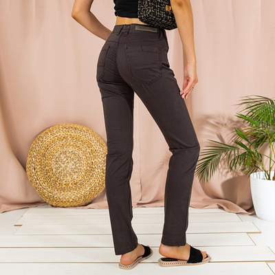 Dark gray women's straight pants - Clothing