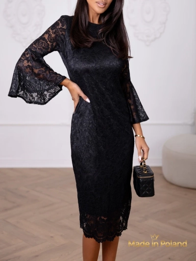 Women's Lace Midi Dress with Wide Sleeves Holly Wow