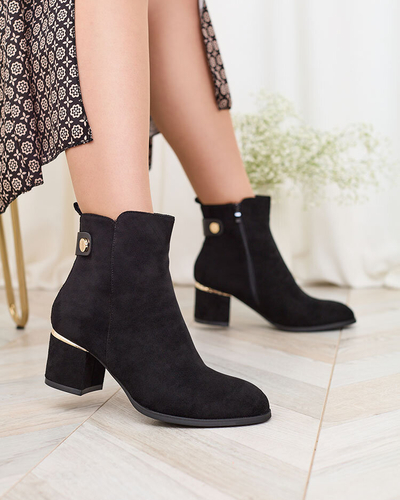 Royalfashion Women's low stiletto boots in black Dogdas