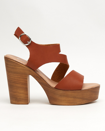Camel women's sandals on a high post Werisso - Footwear