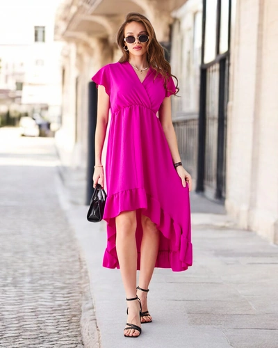 Royalfashion Sieviešu midi kleita ar asimetrisku apakšpusi