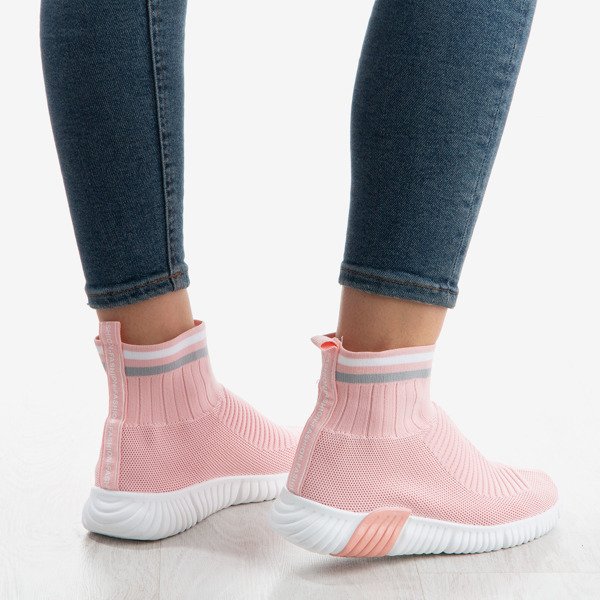 Pink sports shoes with decorative sock Sallitsa - Footwear