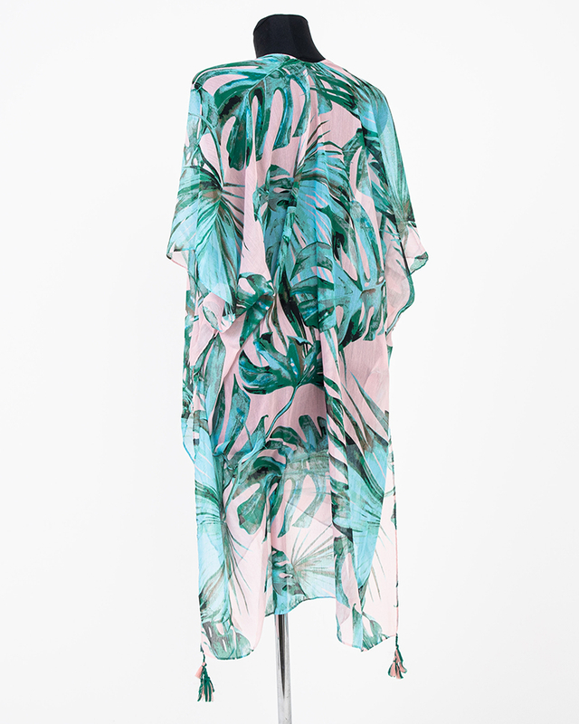 Pink and green women's leaf pareo - Clothing