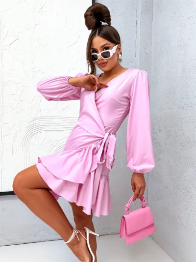 Royalfashion Women's tied mini dress with ruffles