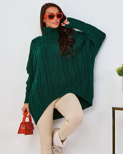 Royalfashion Women's cobalt asymmetrical turtleneck sweater