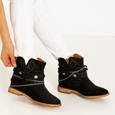 Black ankle boots a'la cowboy boots on a wedge heel Salemi - Footwear
