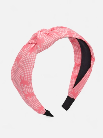 Royalfashion Braided Checkered Headband with Bears