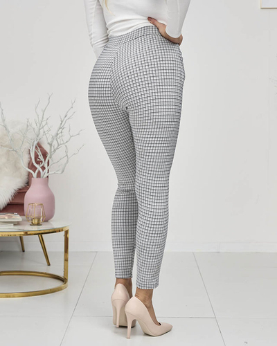 Gray-black women's checkered treggings- Clothing