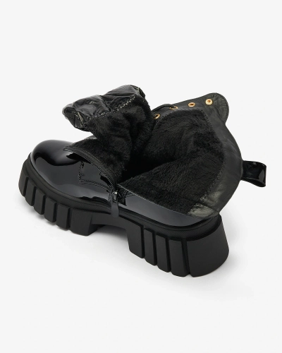 Royalfashion Sieviešu lakotas melnas krāsas Wefetto zābaki