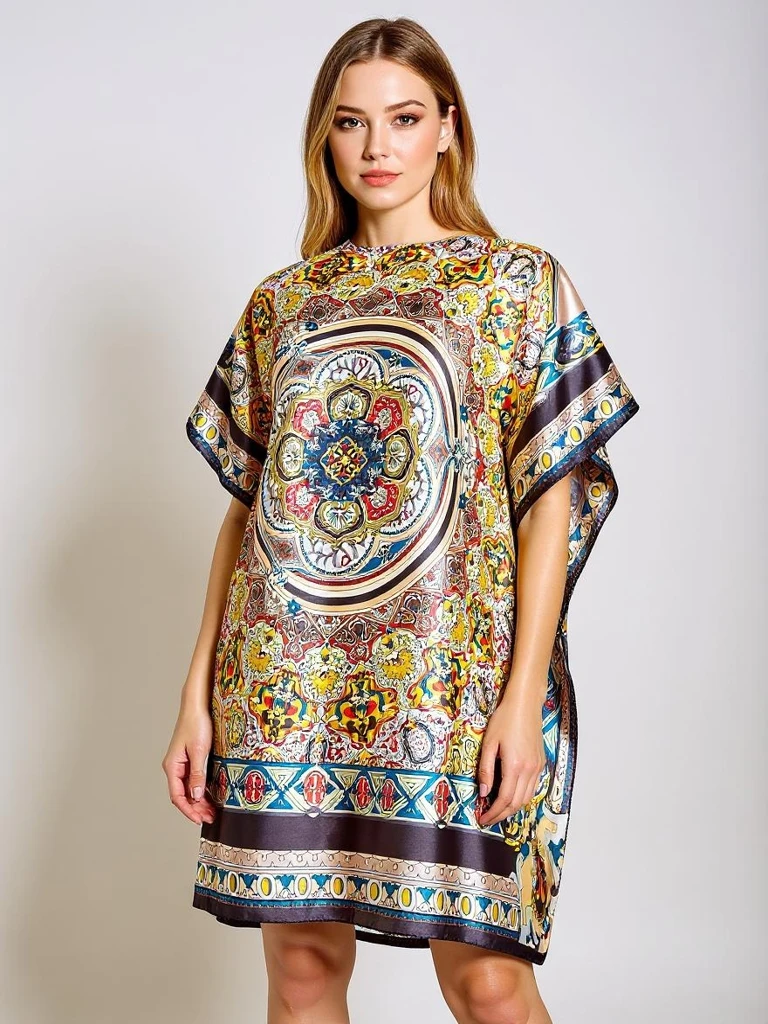 Royalfashion Calista pareo dress – multi-colored knee-length, polyester