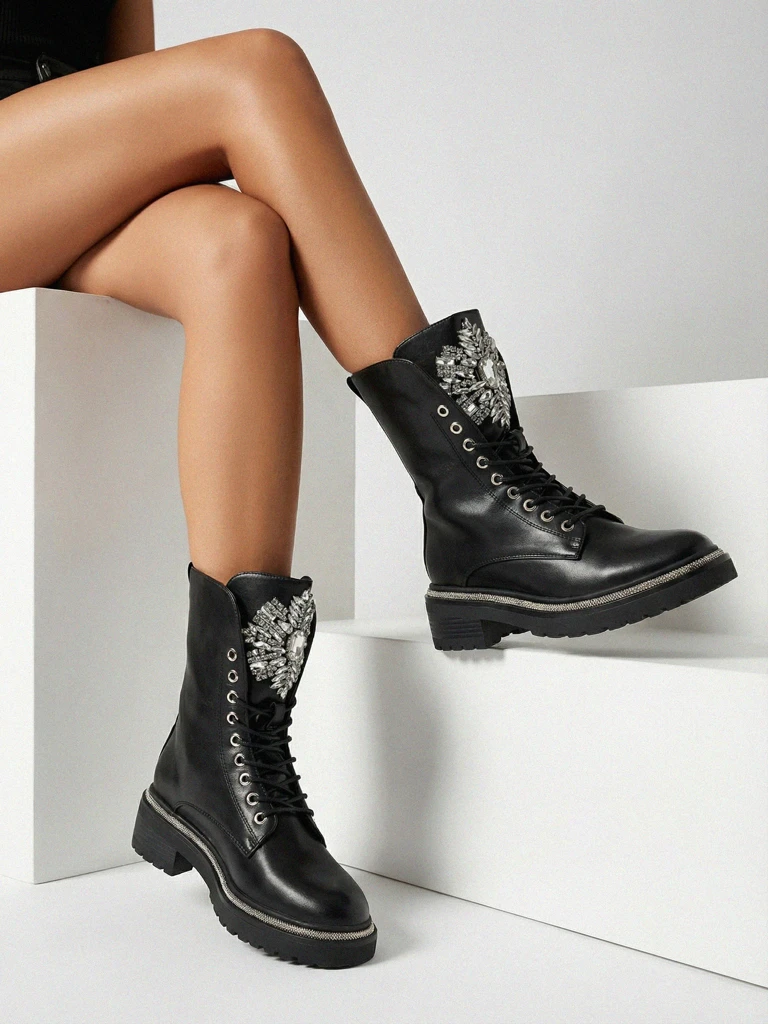 Botki Damskie eko skórzane Evinell